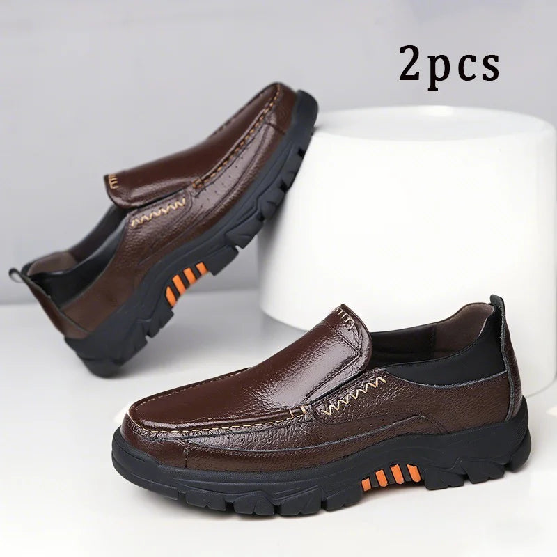 2pcs Leather Shoes for Men Wedding Formal Oxfords Business Casual Office Work Shoes for Men Classic Luxury Pointy Dress Shoes