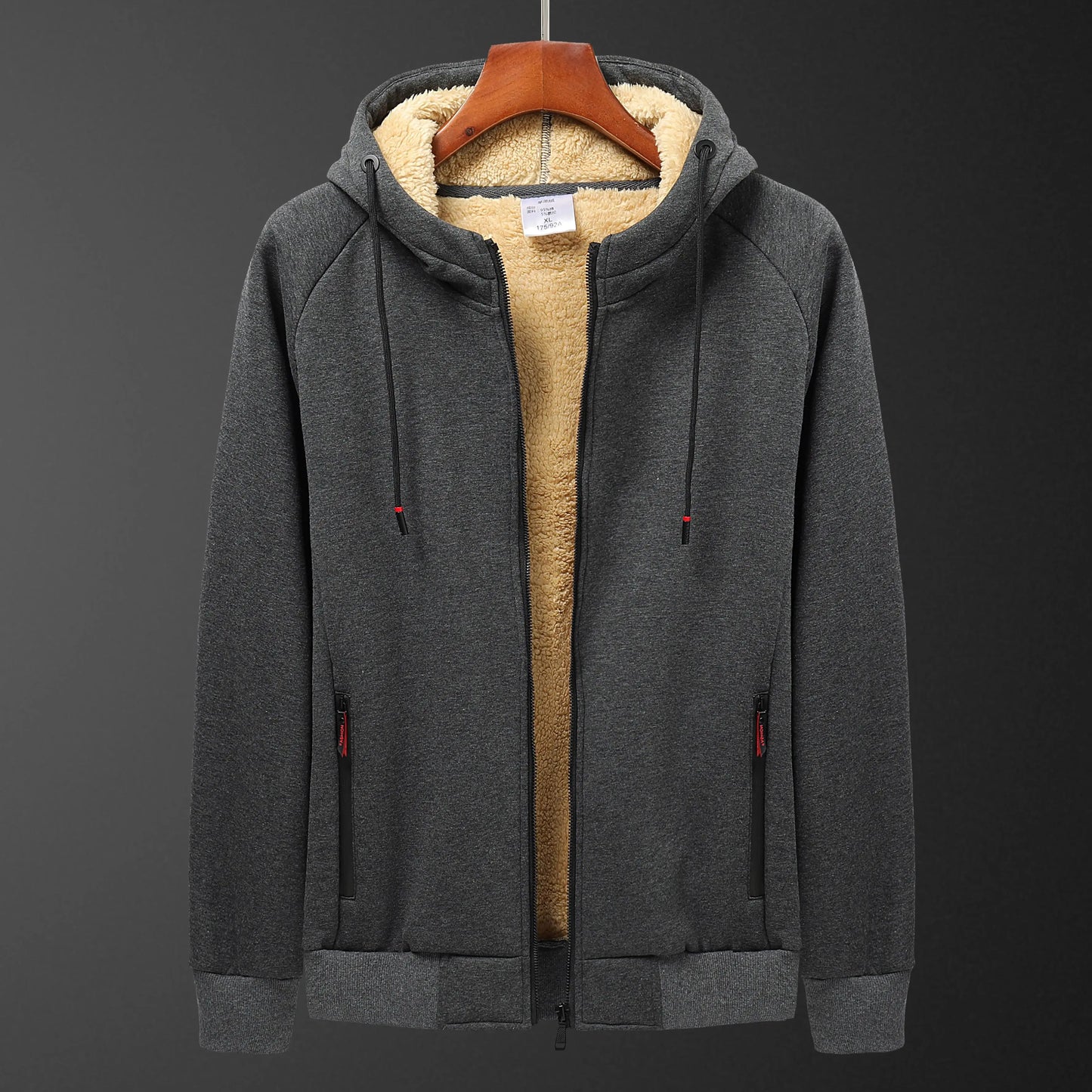 Winter Thicken Hooded cotton winter new plus cashmere men's casual lamb cashmere plus size Hoodie Plush coat L-8XL streetwear
