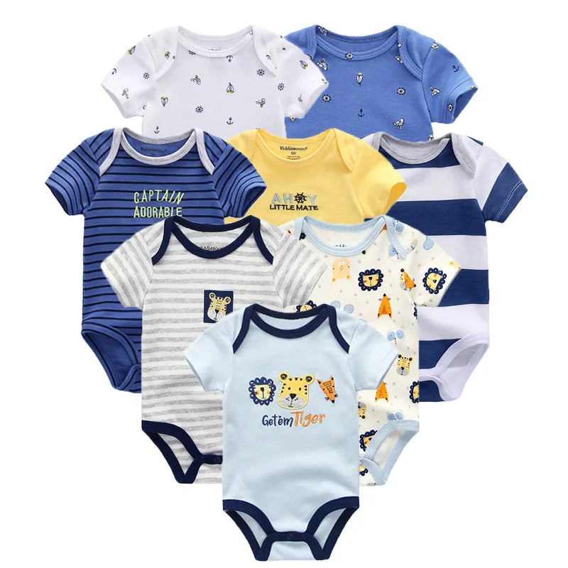 8 PCS/lot summer short sleeve baby boy bodysuit baby boy jumpsuit set ropa bebe baby boy clothes