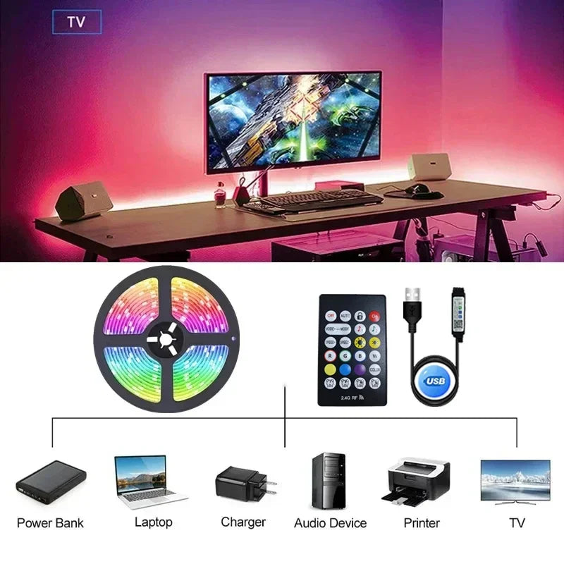 TV Led Backlight for 50-75inch USB Led Strip Light APP Remote Control Music Sync Smart RGB Led Light for Game Room Ambient Light