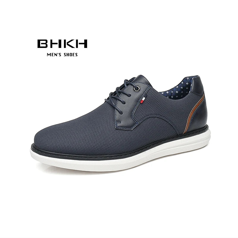 2025 Spring/Summer New Men Shoes Comfy Luxury Brand Men Casual Shoes Lace Up Business Style Dress Shoes BHKH Men Shoes
