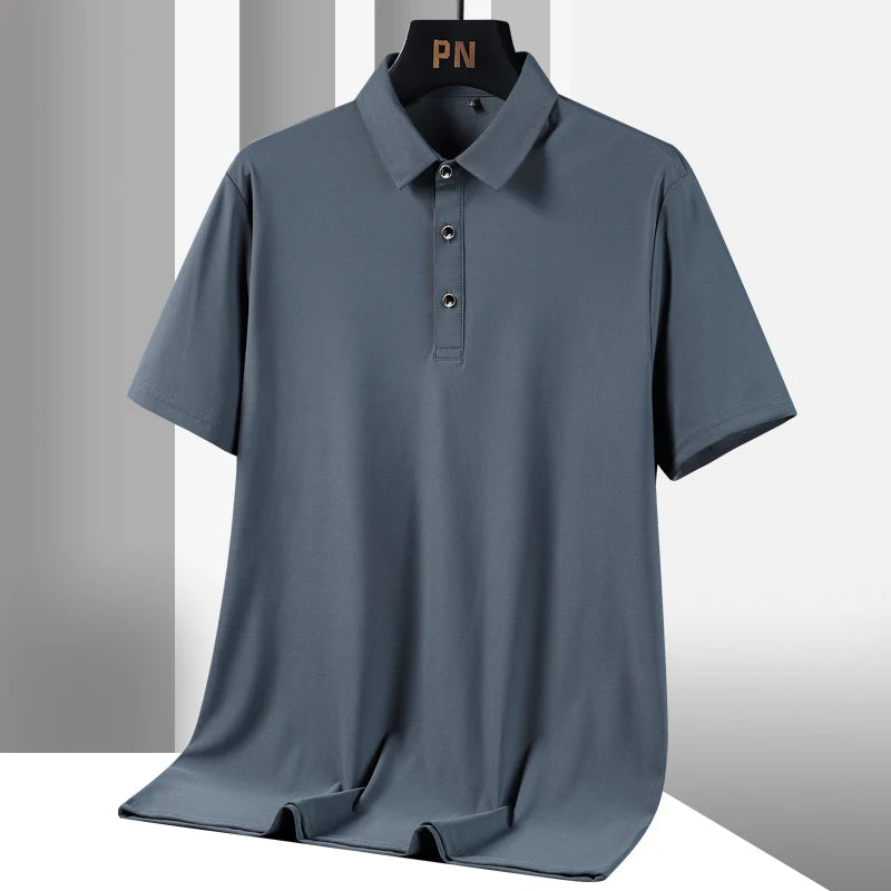 Summer Plus Size 7xl 8xl 9xl Polo Shirt Men Quick Dry Ice Silk Breathable Polo Men's Oversize Business Polo Shirt Brand Clothing