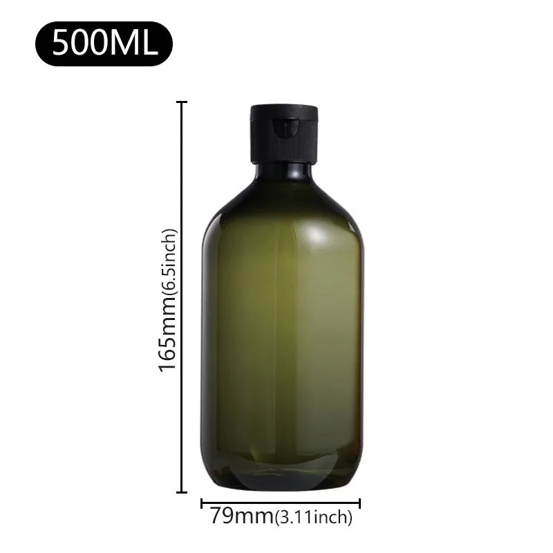 300-500ml Green Brown Shampoo Refillable Bottles Container Plastic Liquid Shampoo Shower Gel Bottles Home Bath Supply