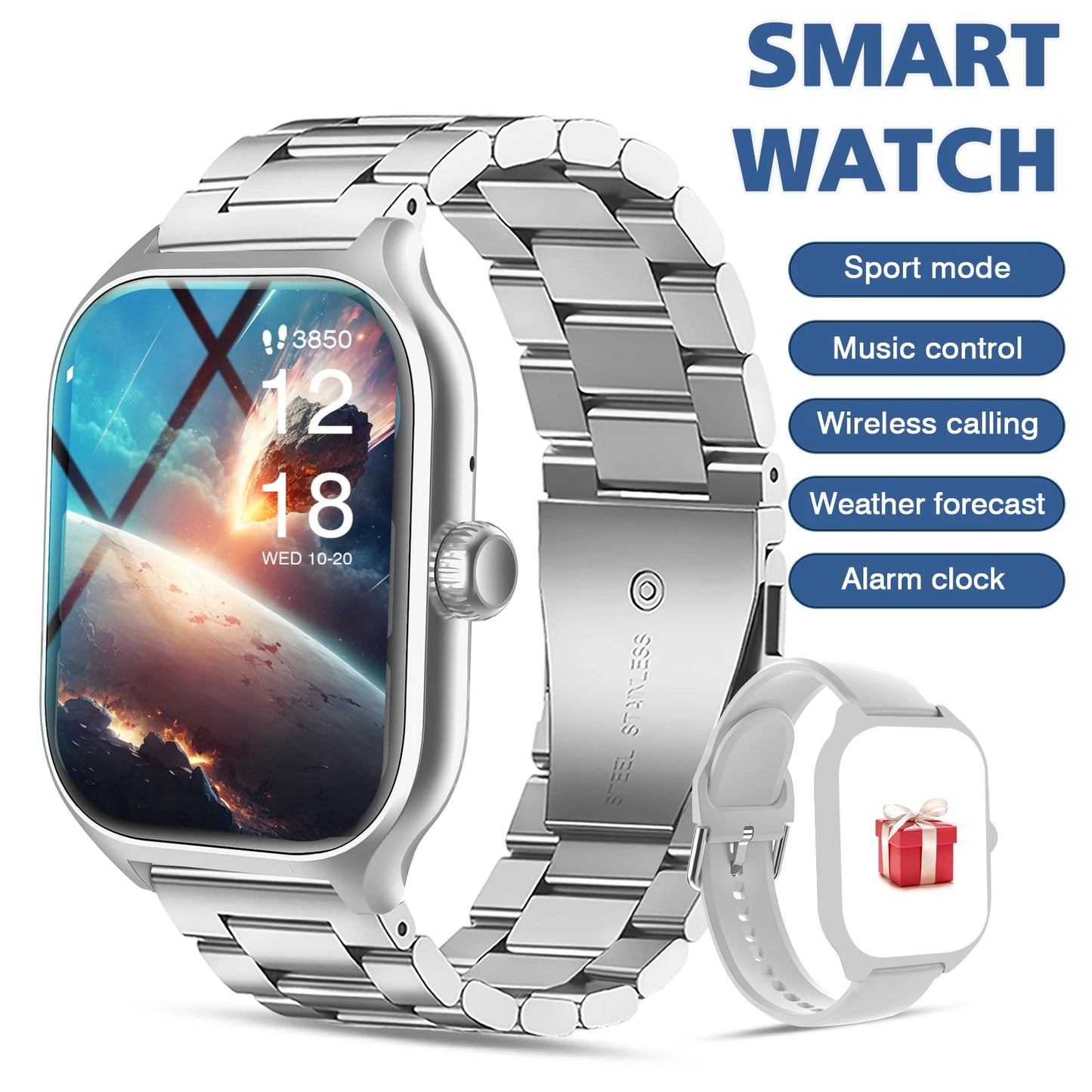 Smart watch, for men and women, wireless calling, fitness tracker, 2.01 inch screen, sports smart watch