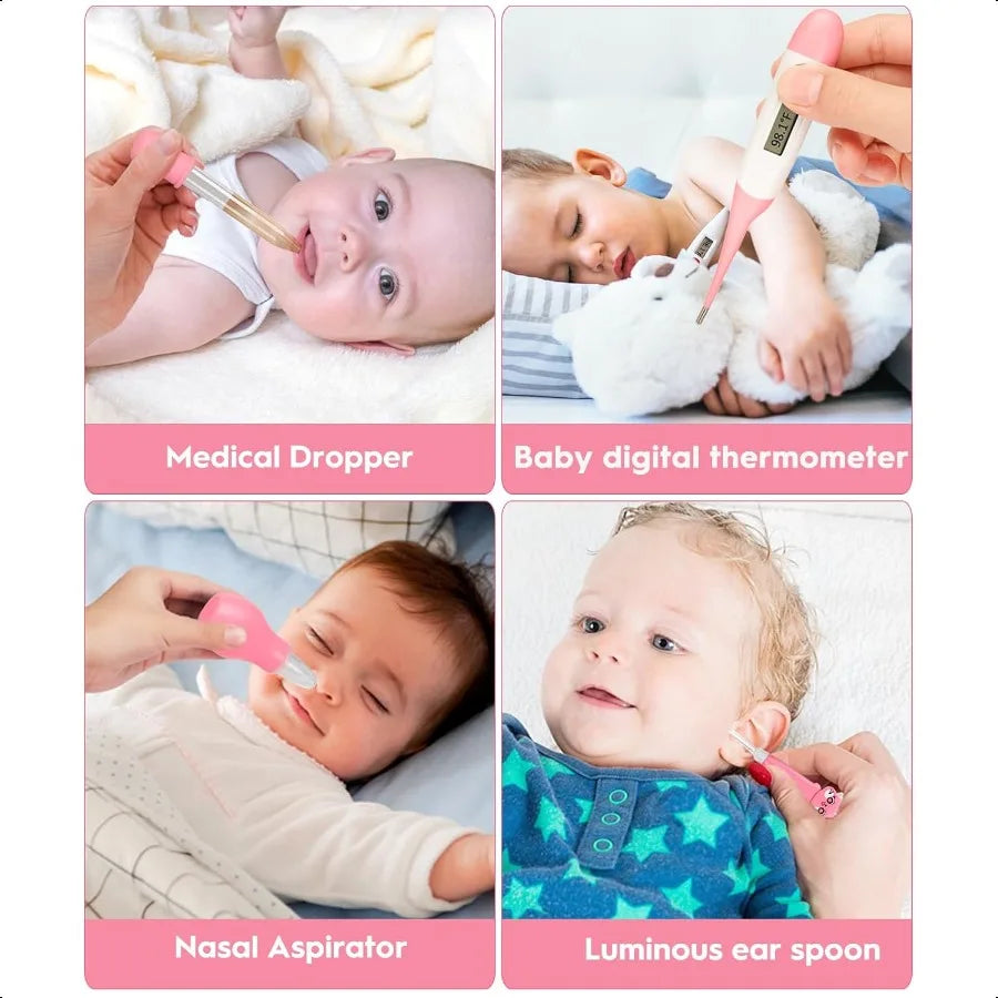 Baby Healthcare and Grooming Kit Safety Newborn Nursery Baby Care Kit with Hair Brush Comb Nail Clipper Thermometer Pacifier Cl
