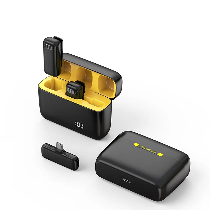 Wireless Microphone Lavalier with Charging Case Windproof Fleece Suitable for Phones Laptop Devices with Noise canceling MIC