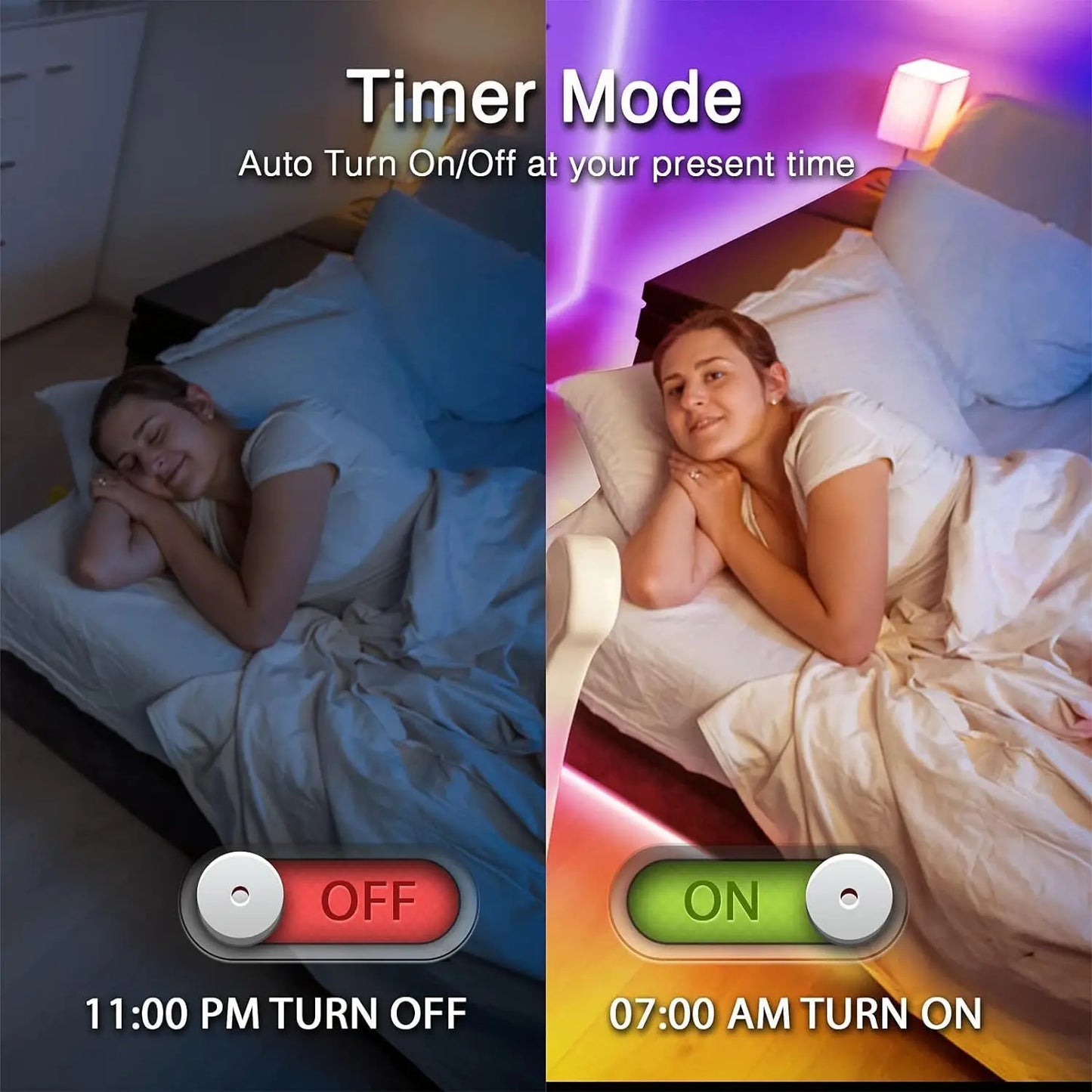 100ft led Strip Lights Tape Lights with Remote Bluetooth Smart App 5050 RGB Color Changing Strip Lighting Bedroom Kitging Decor