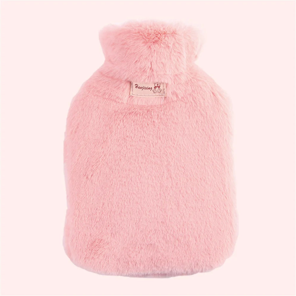2L Hot Water Bag Protective Case Winter Removable Plush Cover Cold-proof Warm Faux Fur Fleece Cover Heat Preservation Covers