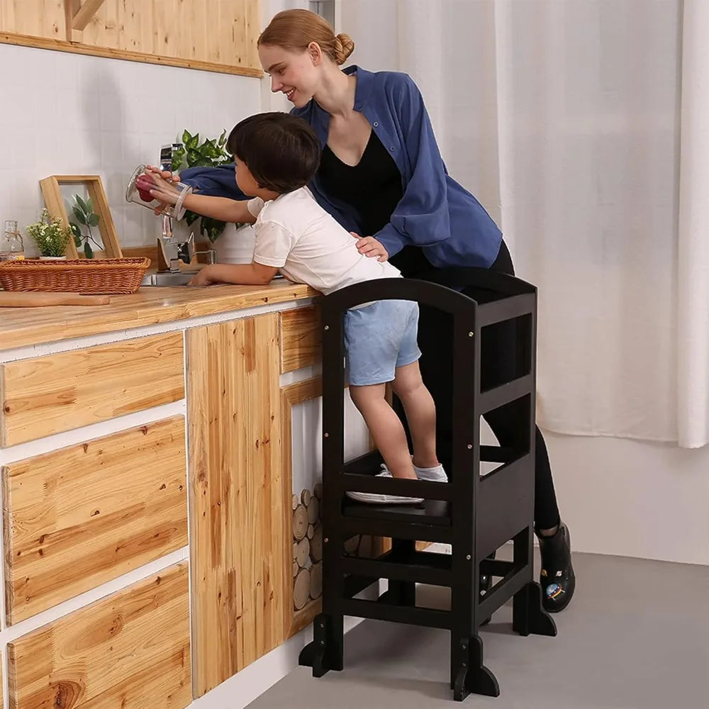 LT02B Kids Kitchen Adjustable Height Toddlers Children Learning Step Stool Tower with 4 Changeable Heights for Kitchen and Bath