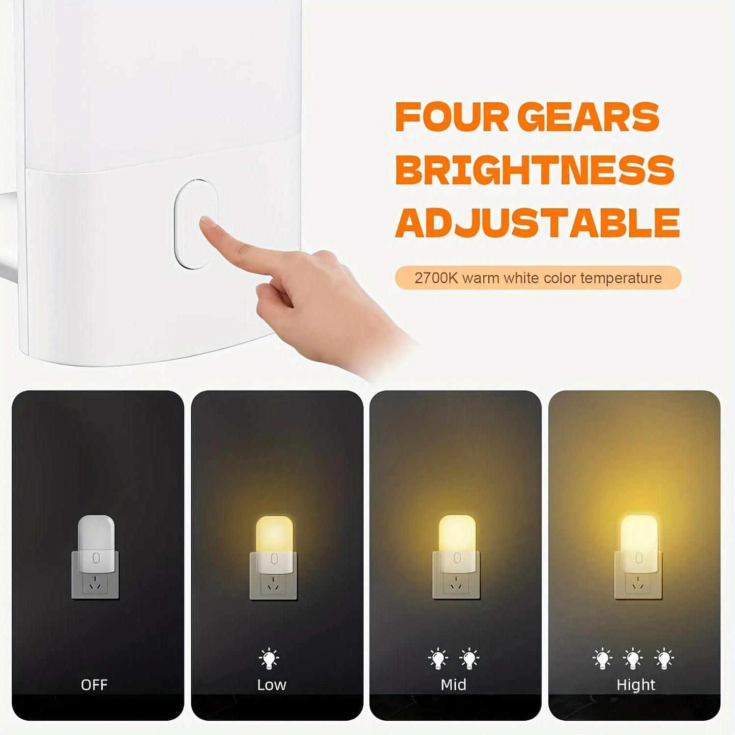 1/2 Set Smart LED Night Light, Mini Warm White Adjustable Wall Sconce, Plug-In Light Sensor Light for Bedroom, Bathroom, Kitchen