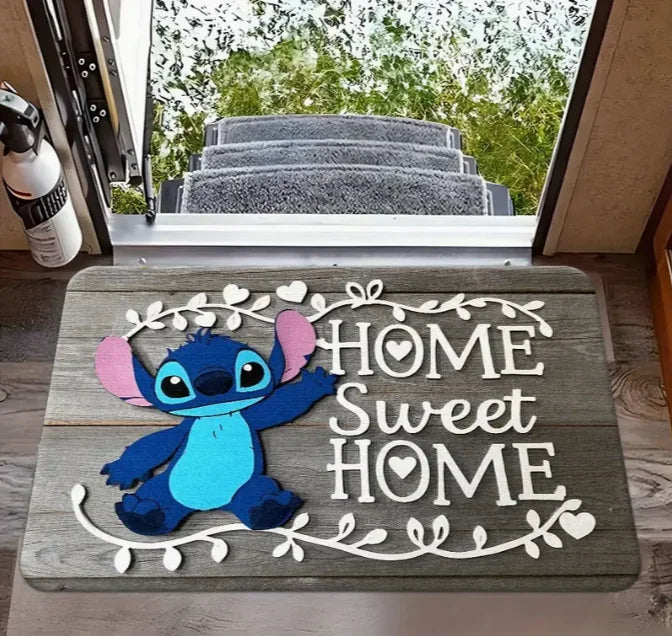1pc Stitch Welcome Doormat Vibrant Floral Design Perfect for Home Entry Bedroom and Bathroom Doors Easy To Clean Hand Wash Only