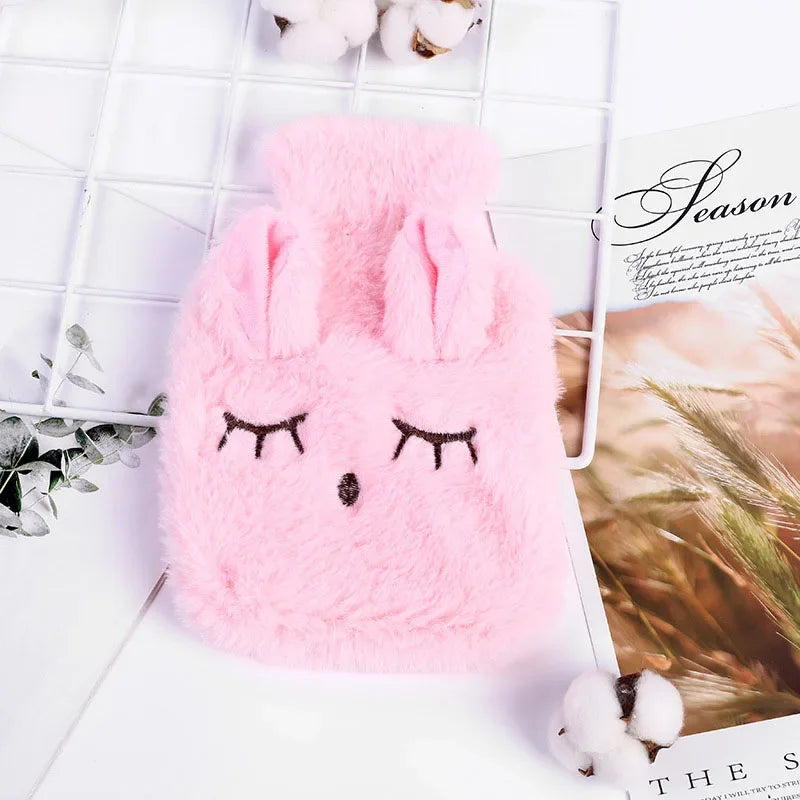 1PC Portable Plush Rabbit Hand Po Warm Water Bottle Stress Pain Relief Therapy Hand Warmer Girls Pocket Hand Feet Hot Water Bag