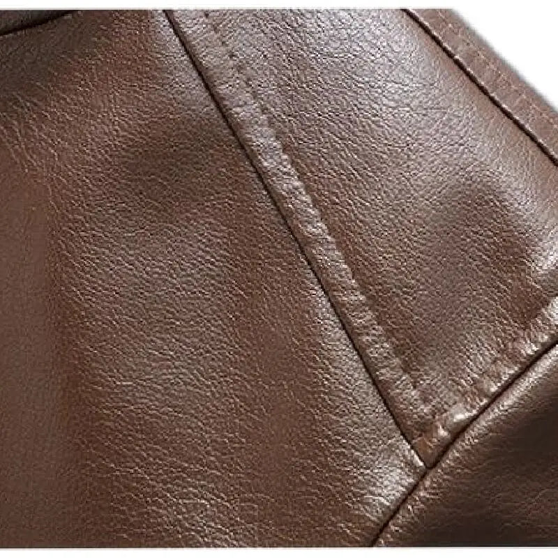 2025 New Autumn Men Leather Jacket Stand Collar Business Casual Relaxed Fit Dads Leather Jacket for Middle Aged Men Comfortable