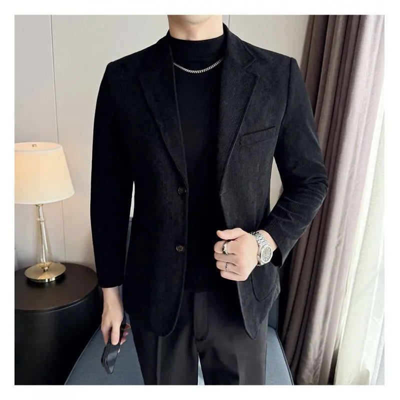 2025 New Men's Casual Corduroy Single-Breasted Blazer, Sizes M-5XL
