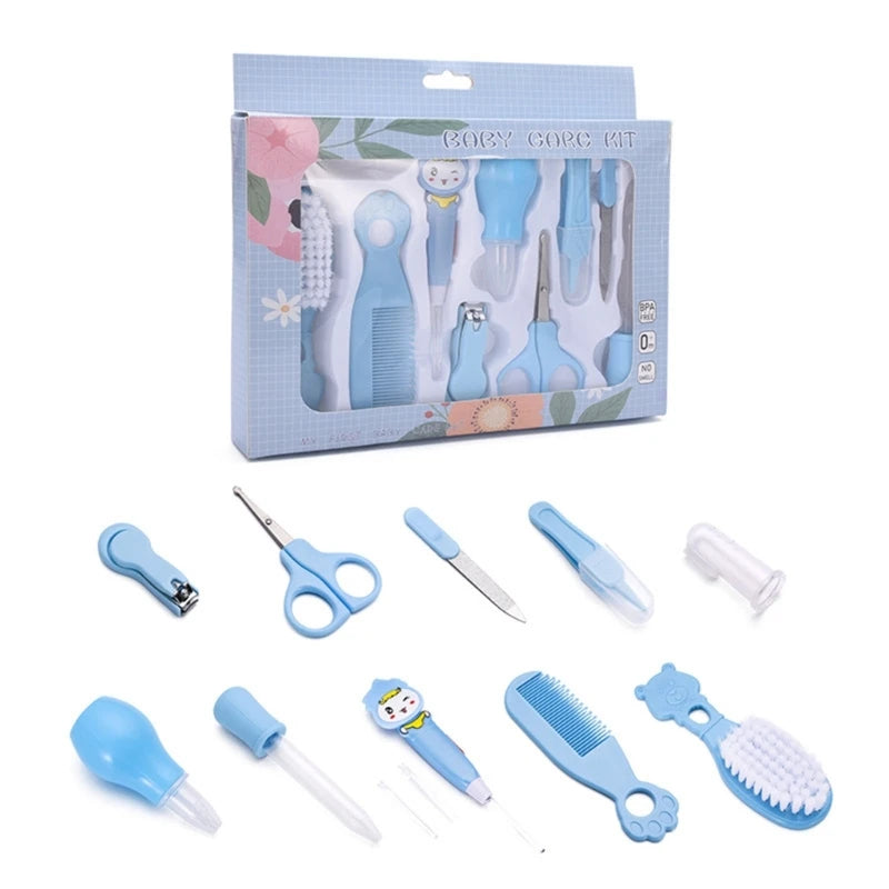 8/13Pcs/set Newborn Baby Care Kit Kid Toiletries Baby Kids Nail Hair Health Care Thermometer Grooming Brush Kit Clipper Scissor