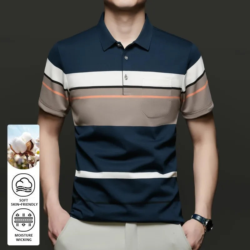 Top Grade New Summer Brand Designer Summer Polo Shirts For Men Stripped Slim Fit Short Sleeve Casual Tops Fashions Men Clothes