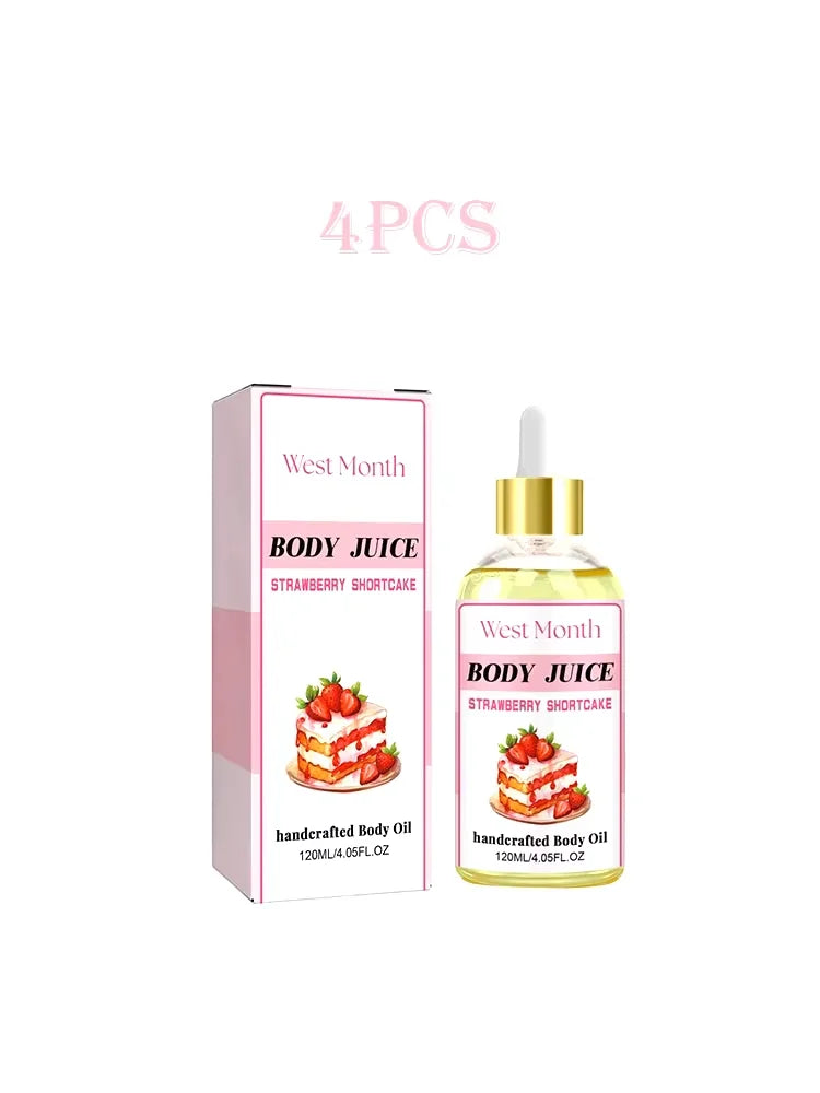 West&Month 120ml Strawberry Body Juice Oil Aloe Cleanser Serum Massage Aromatherapy Glow Relieve Dry Care Smooth Body Scent Oil
