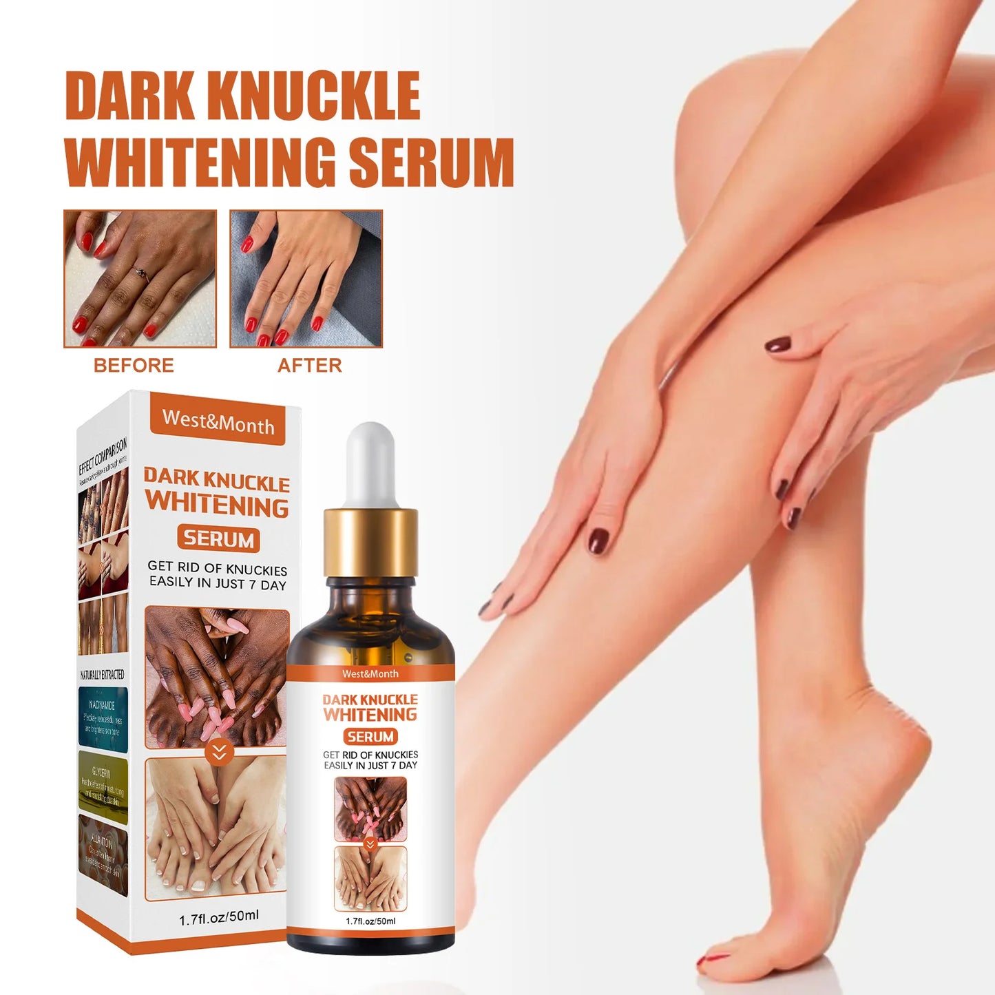 West Month Body Dark Knuckle Whitening Serum Moisturizing Body Brightening Dark Remover Smoothing Hand Butt Knee Bleaching Serum