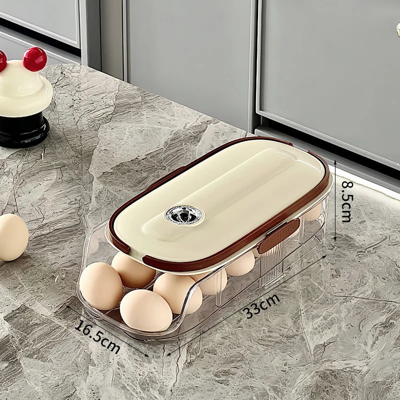 1PCS Home Refrigerator Egg Organizer Sliding Egg Carton Automatic Egg Roller Organizer Kitchen Countertop Egg Shelf