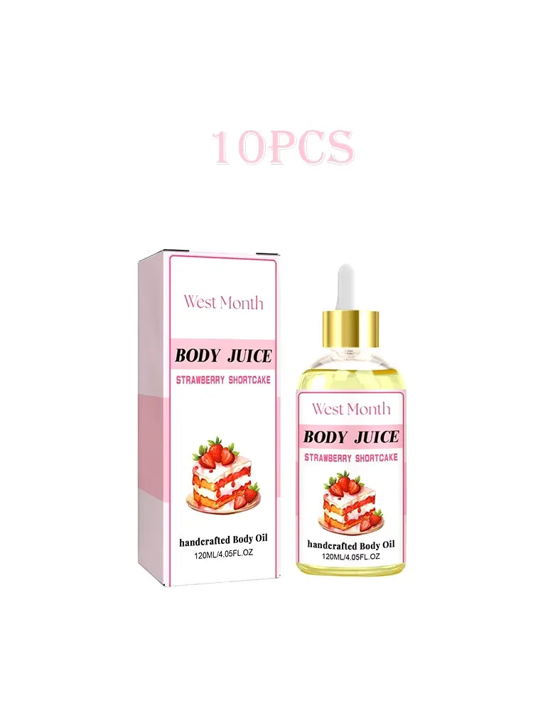 West&Month 120ml Strawberry Body Juice Oil Aloe Cleanser Serum Massage Aromatherapy Glow Relieve Dry Care Smooth Body Scent Oil