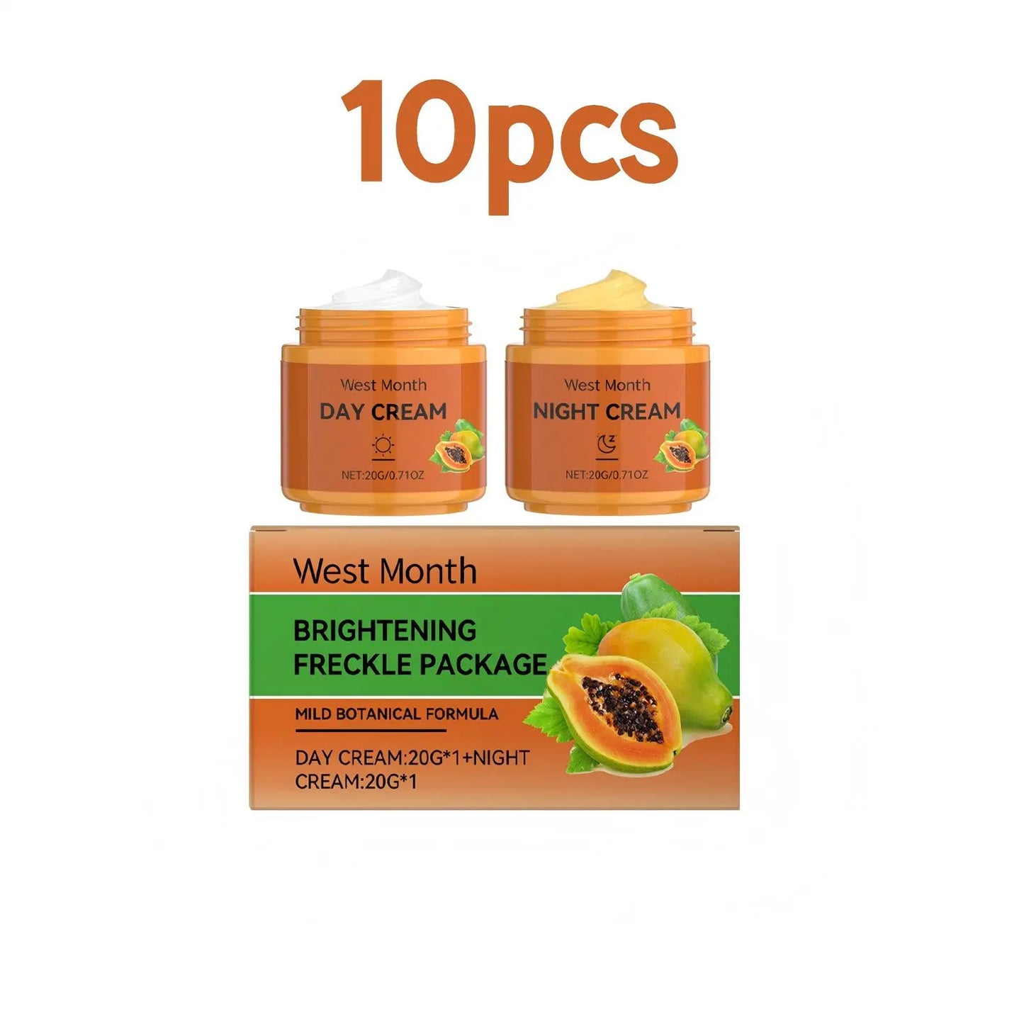 West&Month 40g Papaya Whitening Facial Care Cream Lighten Dark Spots Reduce Dullness Day Night Nourish Fade Melanin Face Cream