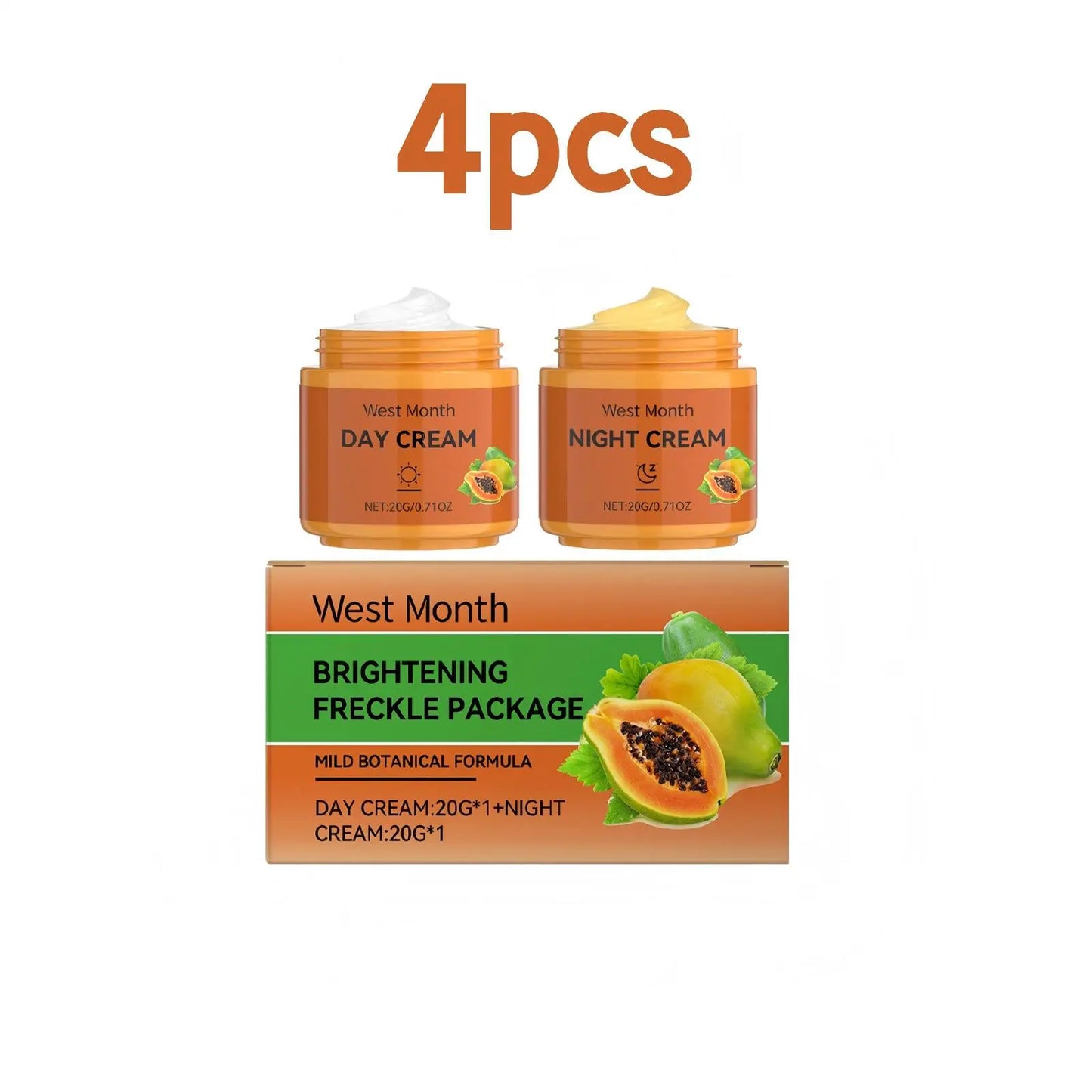 West&Month 40g Papaya Whitening Facial Care Cream Lighten Dark Spots Reduce Dullness Day Night Nourish Fade Melanin Face Cream