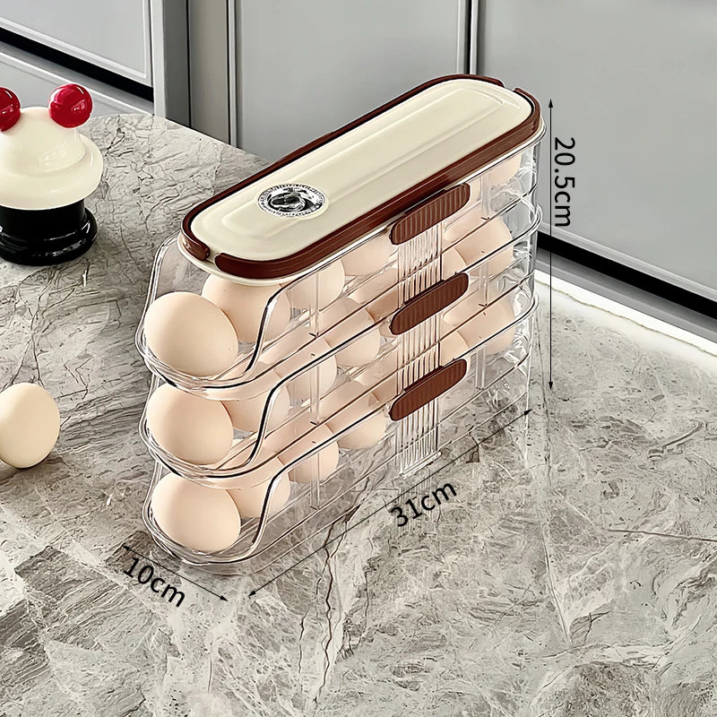 1PCS Home Refrigerator Egg Organizer Sliding Egg Carton Automatic Egg Roller Organizer Kitchen Countertop Egg Shelf