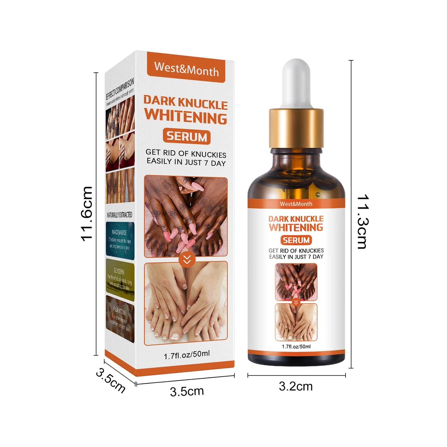 West Month Body Dark Knuckle Whitening Serum Moisturizing Body Brightening Dark Remover Smoothing Hand Butt Knee Bleaching Serum