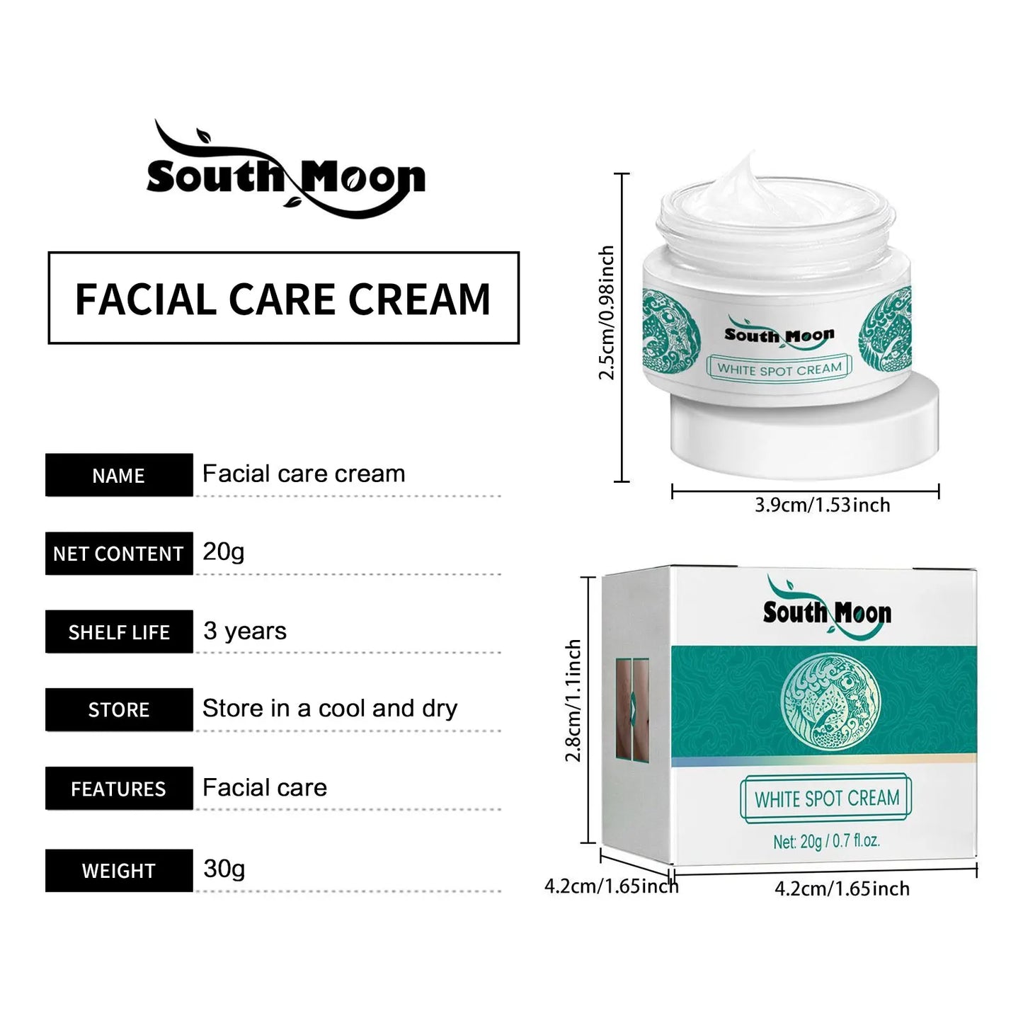 South Moon 20g Anti Pigmentation Face Cream Whitening Dark Spot Lighten Refining Skin Hydrate Repair Rough Dullness Facial Cream