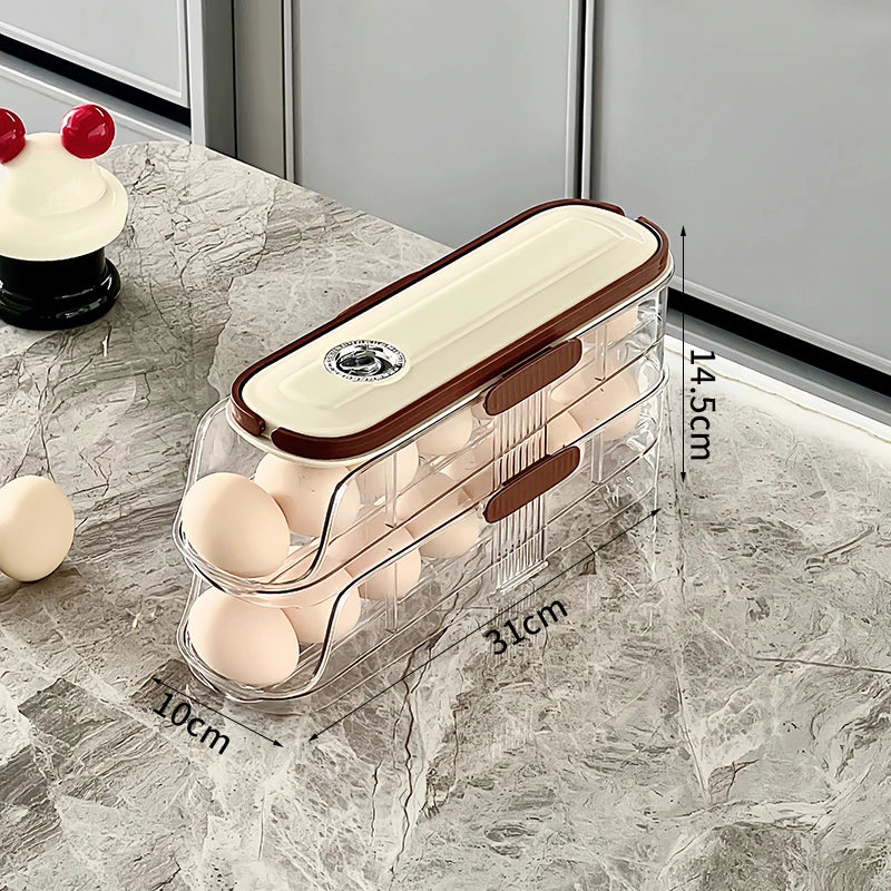 1PCS Home Refrigerator Egg Organizer Sliding Egg Carton Automatic Egg Roller Organizer Kitchen Countertop Egg Shelf