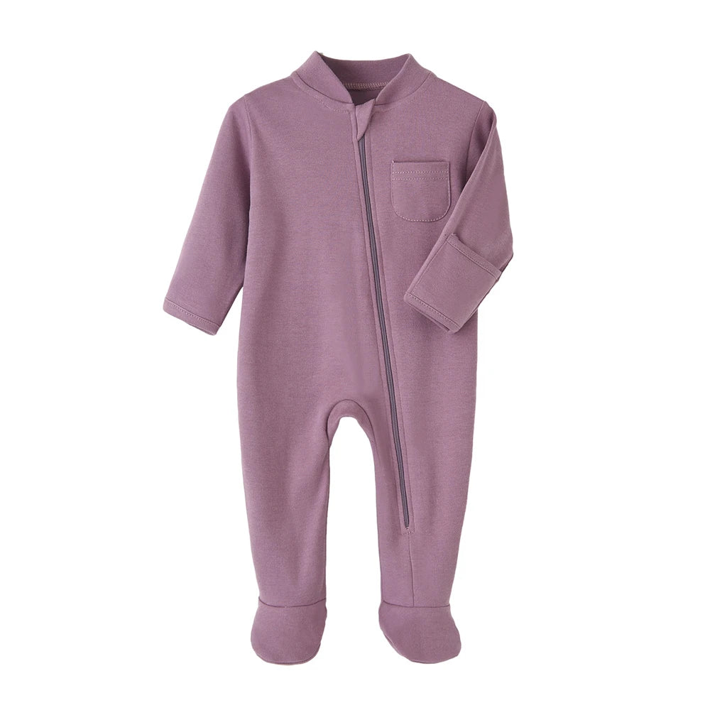 100% Cotton Newborn Baby Clothes Solid Color Jumpsuit Rompers Zipper Infant Boys Girls Spring Bottoming Shirt Jumpsuits Footed