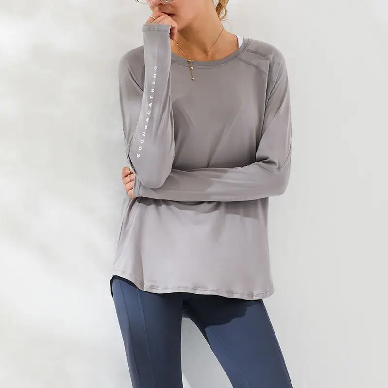 Sport Top Fitness Long Sleeve Running Shirt Women Blouse Gym Loose Plus Size Workout Tops Yoga Shirts Jacket Excercise Clothes