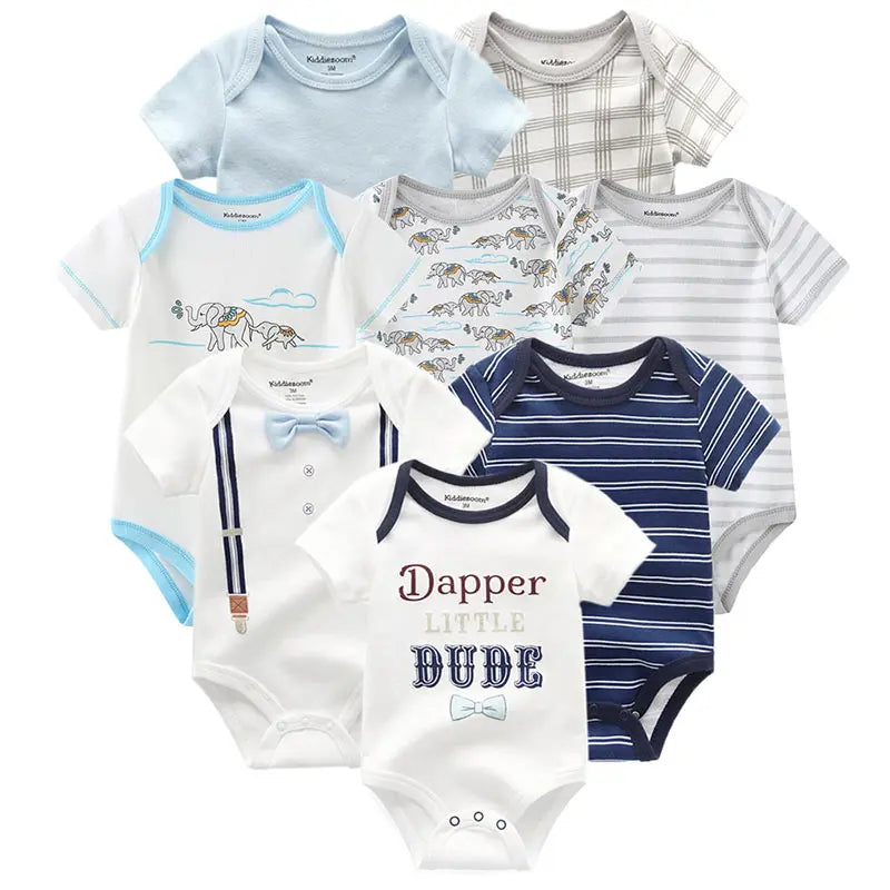 8 PCS/lot summer short sleeve baby boy bodysuit baby boy jumpsuit set ropa bebe baby boy clothes