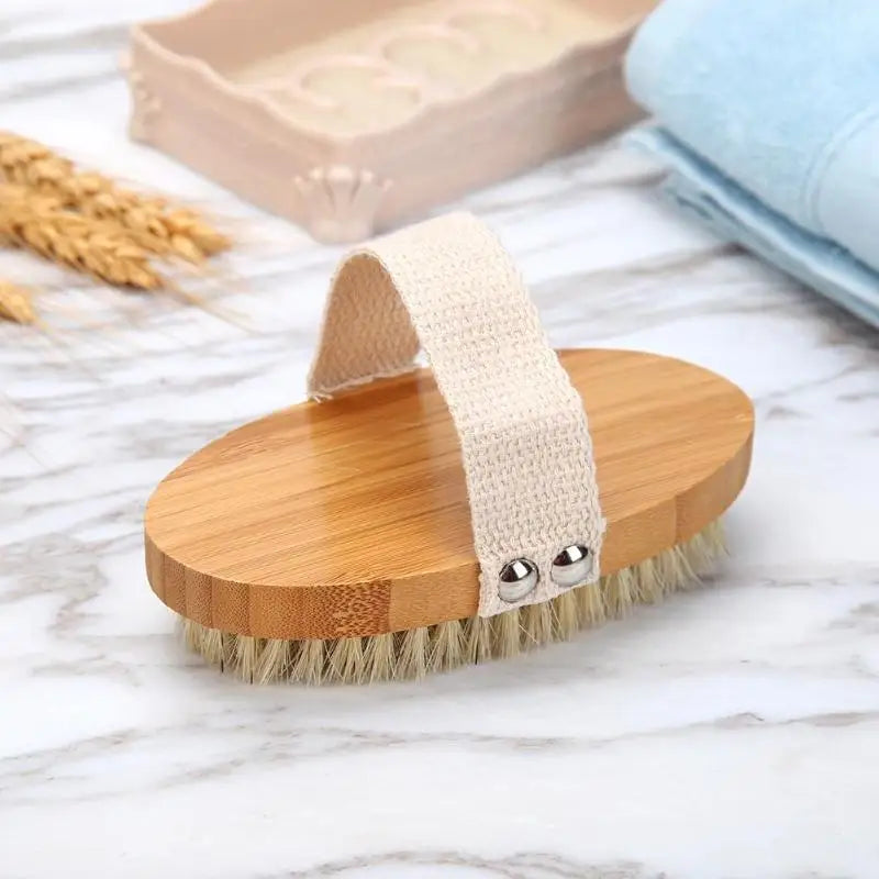 SPA Wooden Body Brush Natural Boar Bristle Organic Dry Skin Body Brush Bamboo Wet Back Shower Brushes Exfoliating Bathing Brush