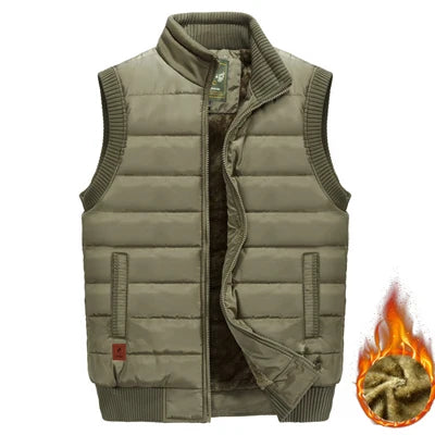 Winter Mens Fleece Jacket Sleeveless Vest Man Waterproof Vest Coats Stand Collar Windbreaker Padded Waistcoats Clothing 8XL