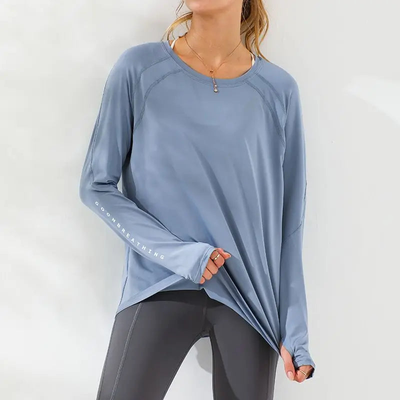 Sport Top Fitness Long Sleeve Running Shirt Women Blouse Gym Loose Plus Size Workout Tops Yoga Shirts Jacket Excercise Clothes