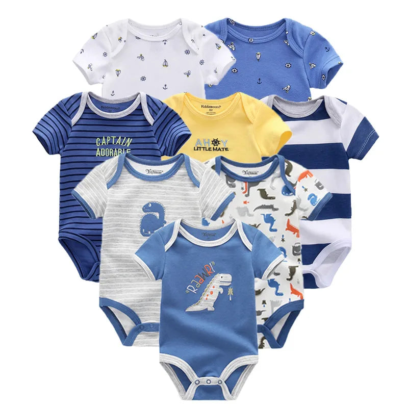 8 PCS/lot summer short sleeve baby boy bodysuit baby boy jumpsuit set ropa bebe baby boy clothes