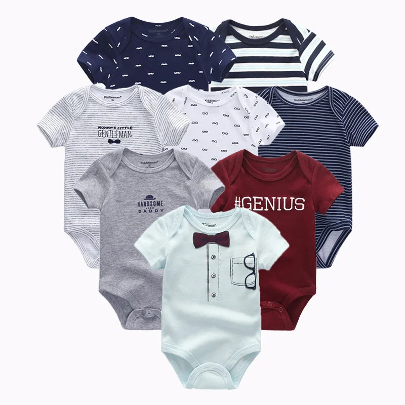 8 PCS/lot summer short sleeve baby boy bodysuit baby boy jumpsuit set ropa bebe baby boy clothes