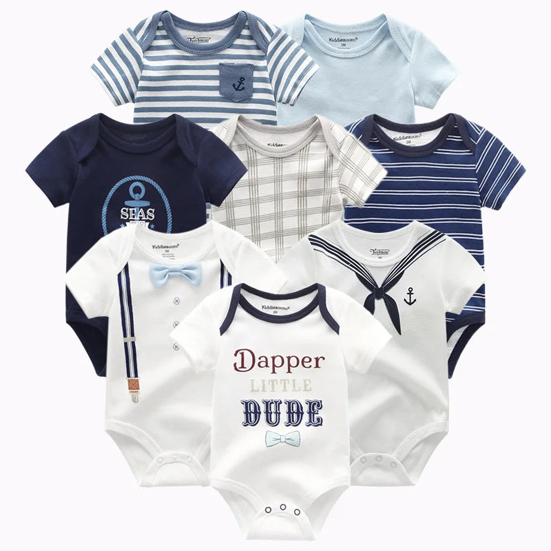 8 PCS/lot summer short sleeve baby boy bodysuit baby boy jumpsuit set ropa bebe baby boy clothes