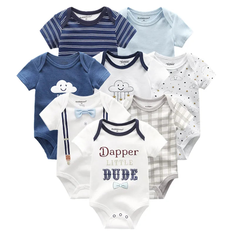 8 PCS/lot summer short sleeve baby boy bodysuit baby boy jumpsuit set ropa bebe baby boy clothes