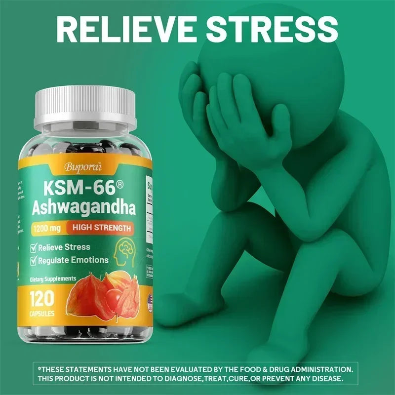 Organic KSM-66 Ashwagandha Root Extract Stress Relief – High Absorption Root Powder – Mood Support & Natural Immune Boost
