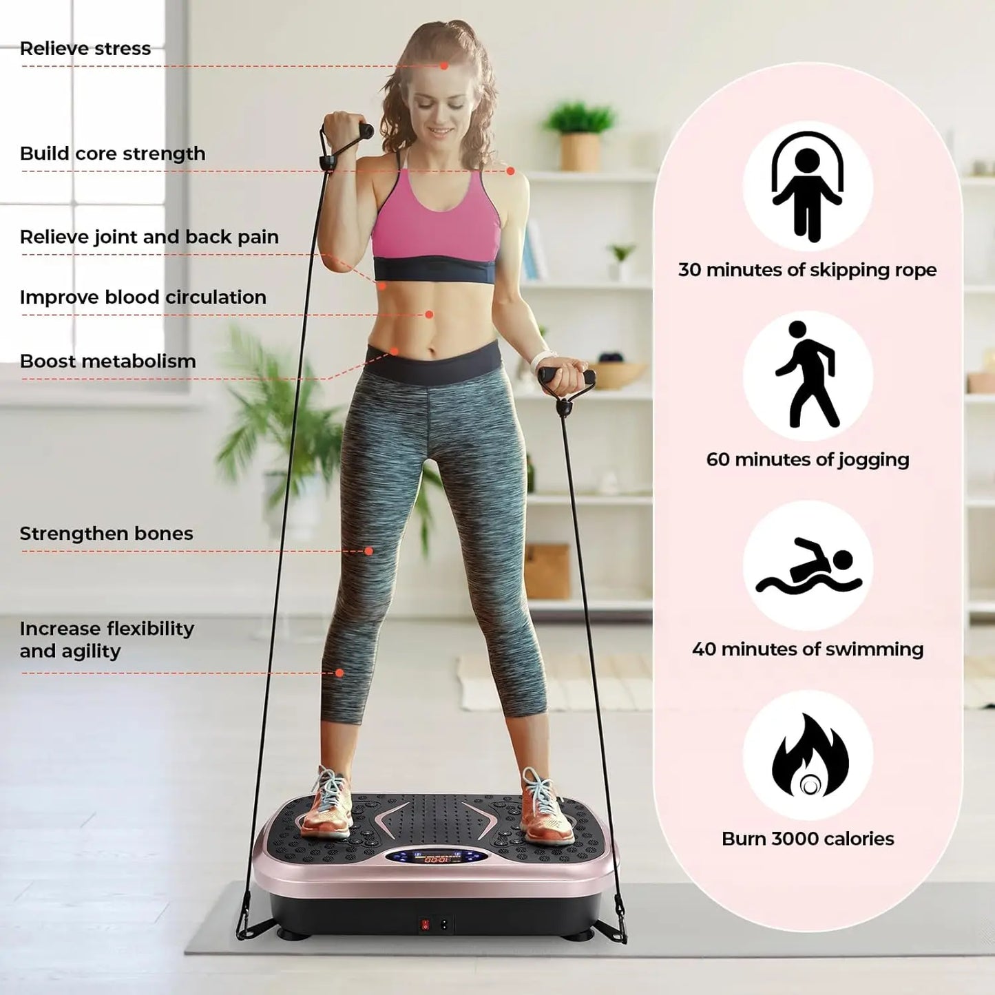 Vibration Plate,Fitness Vibration Board for Home,Full Body Exercise Machine,Fat Burning & Muscle Building,Body Shaper Trainer