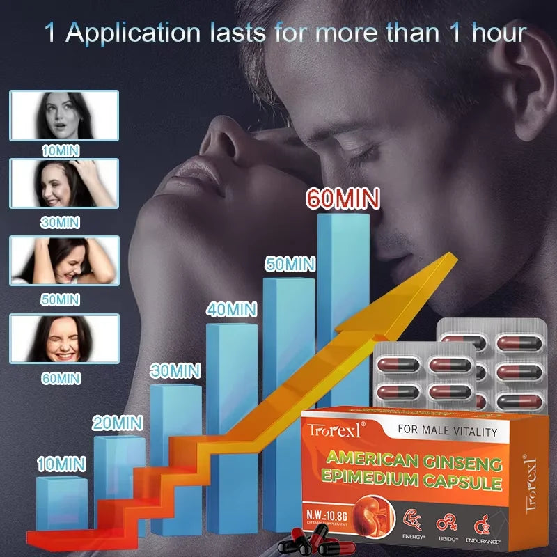 Powerful High Purity Epimedium Supplements Natural Organic Manhood Erection Pill Improve Performance and Increase Size