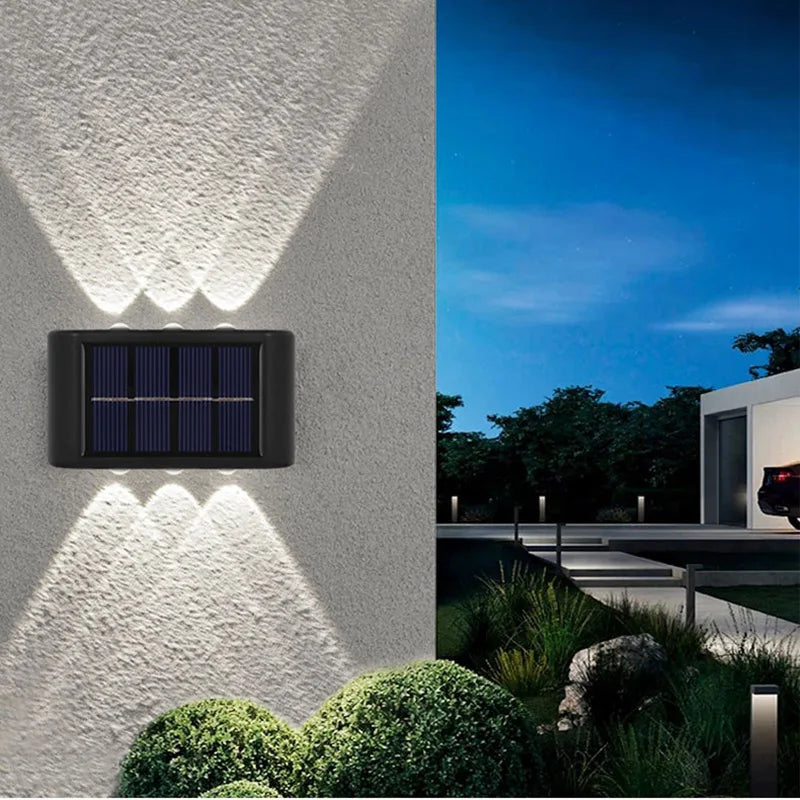 2PCS LED Solar Wall Lights, Up and Down Lighting Solar Outdoor Light, Solar Fence Light for Yard Garden Garage Pools Deck