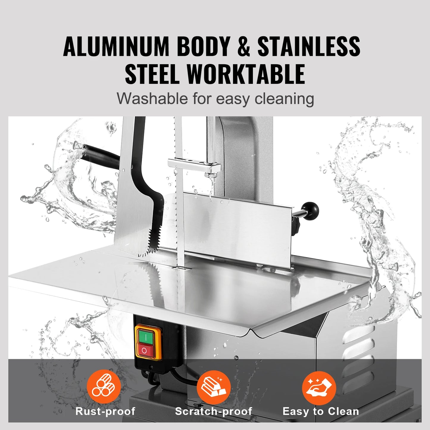 SucceBuy Electric Meat Saw 850W 1800W Stainless Vertical Cutter Commercial Bone Sawing Machine Frozen Meat Slicer for Beef Pork