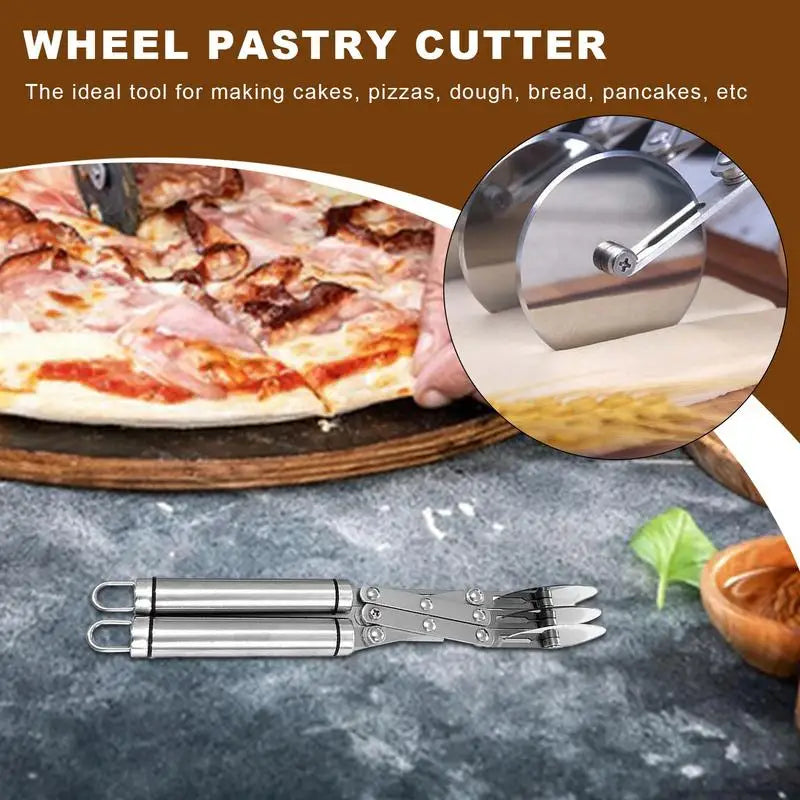 3/5 Wheel Cutter Dough Divider Knife Flexible Roller Blade Pizza Pastry Peeler Adjustable Stainless Steel Baking Pan Tool