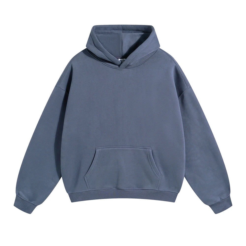 ZODF New Thick 350gsm Fleece Hooded Hoodies For Men Unisex Winter Oversized Loose Basic Solid Sweatshirts Pullovers Coats HY0631