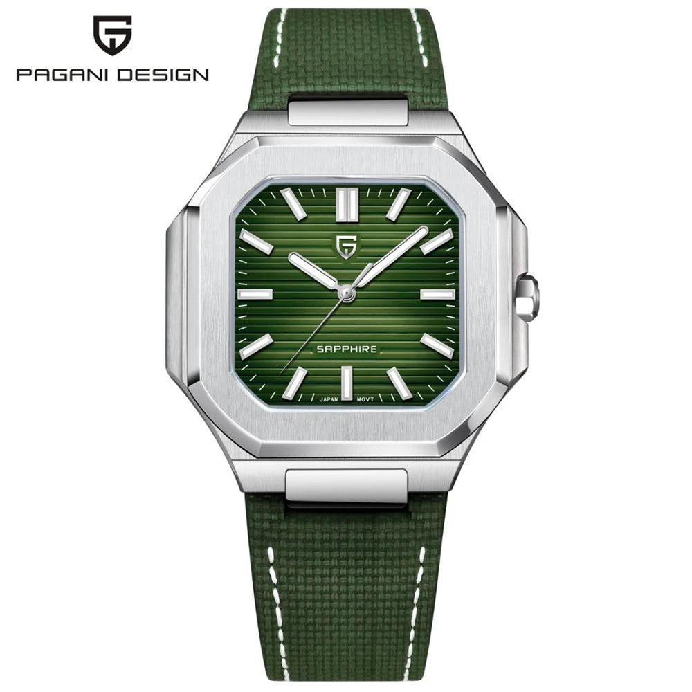 2025 New PAGANI DESIGN 37MM Square Men Quartz Watches Luxury Sapphire Glass AR Coated Business Watch VH31 Luminous Watch for Men