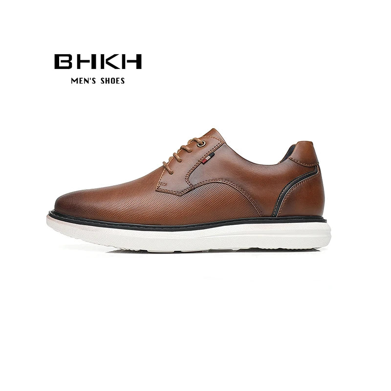 2025 Spring/Summer New Men Shoes Comfy Luxury Brand Men Casual Shoes Lace Up Business Style Dress Shoes BHKH Men Shoes