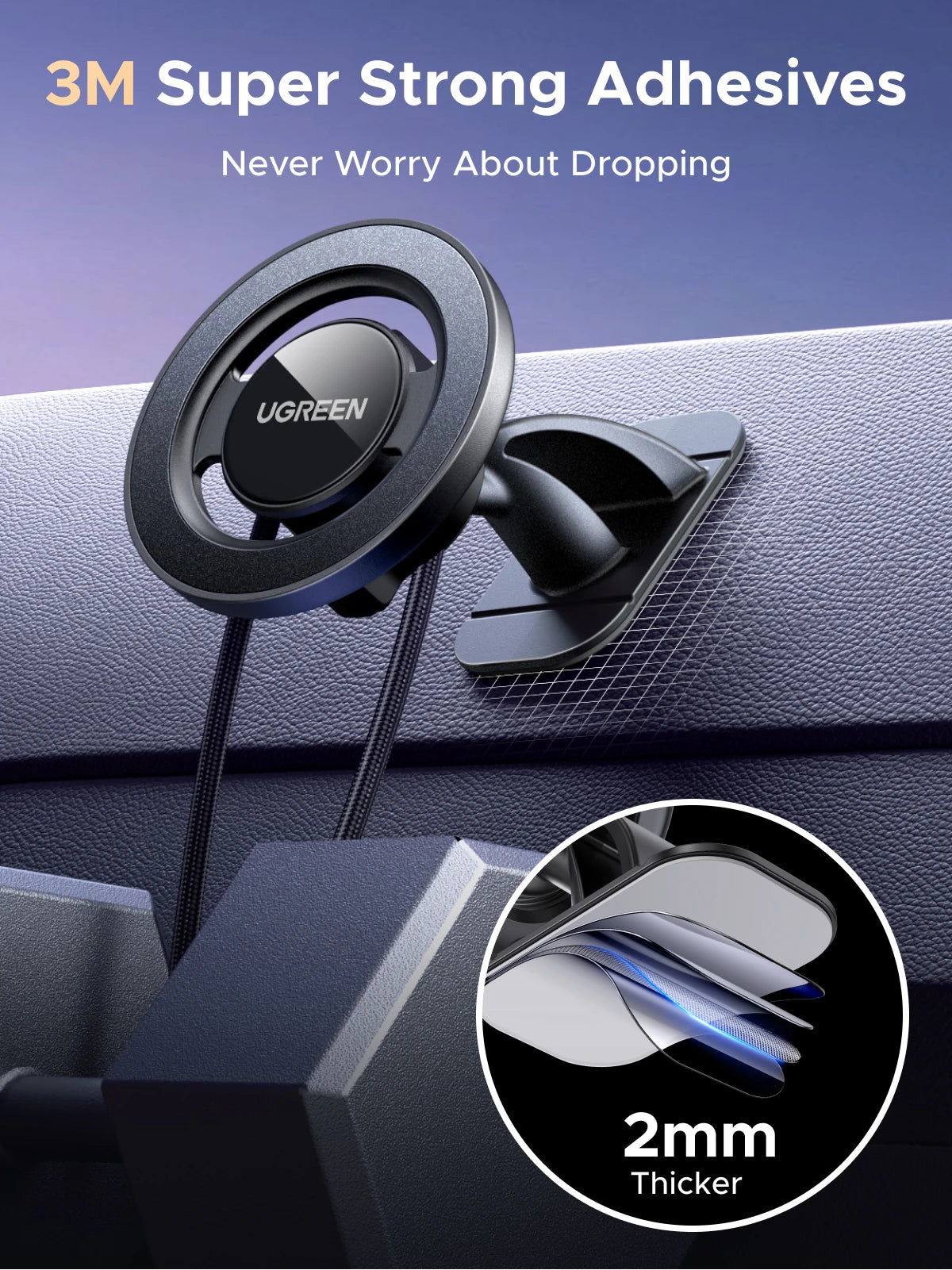 UGREEN Magnetic Car Phone Holder Strong Magnets 2 IN 1 360° Rotatable Car Mount For Magsafe iPhone 16 15 Pro Samsumg S25 Xiaomi